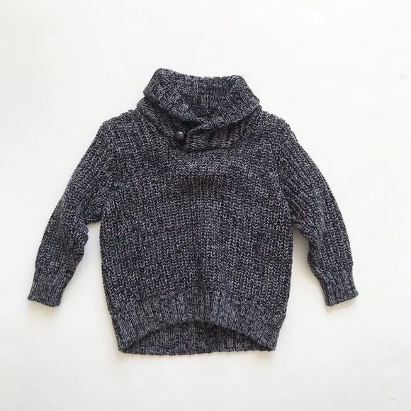 Old Navy black/gray cowl neck sweater EUC 12-18m - Picture 1 of 2